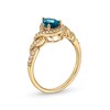 Thumbnail Image 2 of Pear-Shaped London Blue Topaz and 1/5 CT. T.W. Diamond Frame Twist Shank Ring in 10K Gold