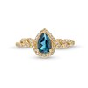 Thumbnail Image 3 of Pear-Shaped London Blue Topaz and 1/5 CT. T.W. Diamond Frame Twist Shank Ring in 10K Gold