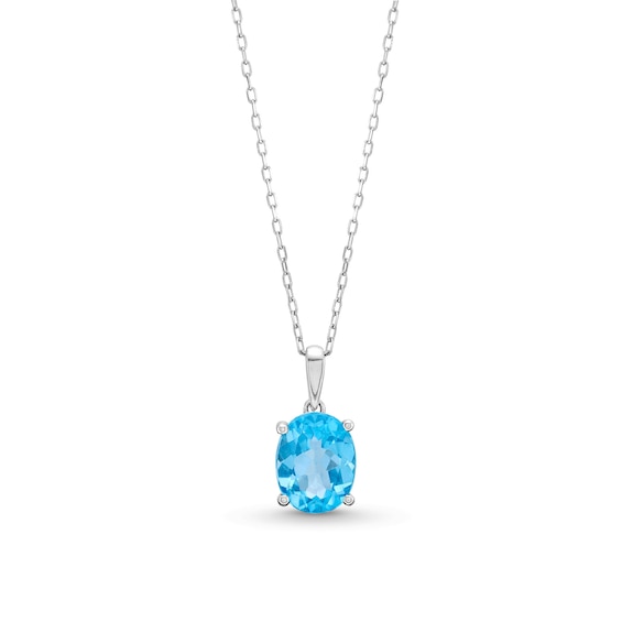 Oval Swiss Blue Topaz Pendant in Sterling Silver