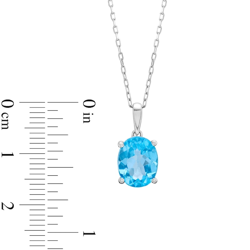 Main Image 3 of Oval Swiss Blue Topaz Pendant in Sterling Silver