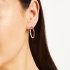 Thumbnail Image 2 of Lab-Created Ruby and White Sapphire Inside Out Hoops in 10K White Gold