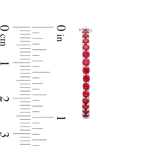 Lab-Created Ruby and White Sapphire Inside Out Hoops in 10K White Gold