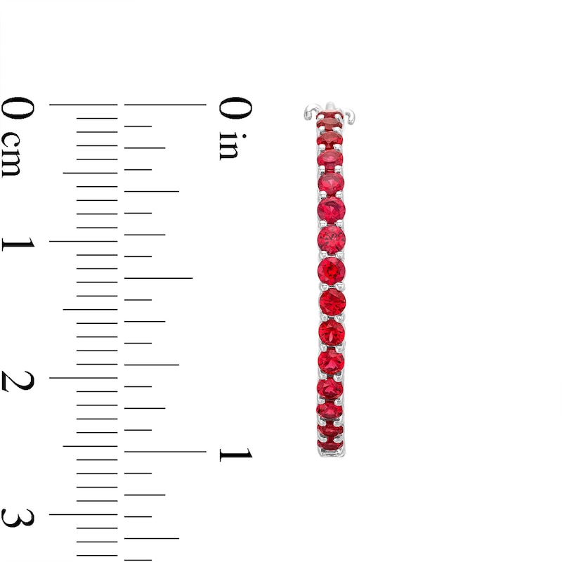 Main Image 3 of Lab-Created Ruby and White Sapphire Inside Out Hoops in 10K White Gold