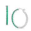 Thumbnail Image 1 of Lab-Created Emerald and White Sapphire Inside Out Hoops in 10K White Gold