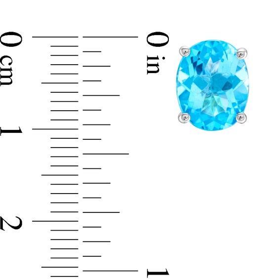 Oval Swiss Blue Topaz Stud Earrings in Sterling Silver
