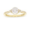 Thumbnail Image 1 of 6.0mm Freshwater Cultured Pearl and 1/10 CT. T.W. Diamond Ring in 10K Gold