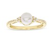 Thumbnail Image 0 of 6.0mm Freshwater Cultured Pearl and 1/10 CT. T.W. Diamond Ring in 10K Gold