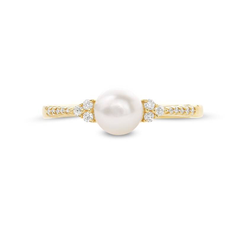 Main Image 4 of 6.0mm Freshwater Cultured Pearl and 1/10 CT. T.W. Diamond Ring in 10K Gold