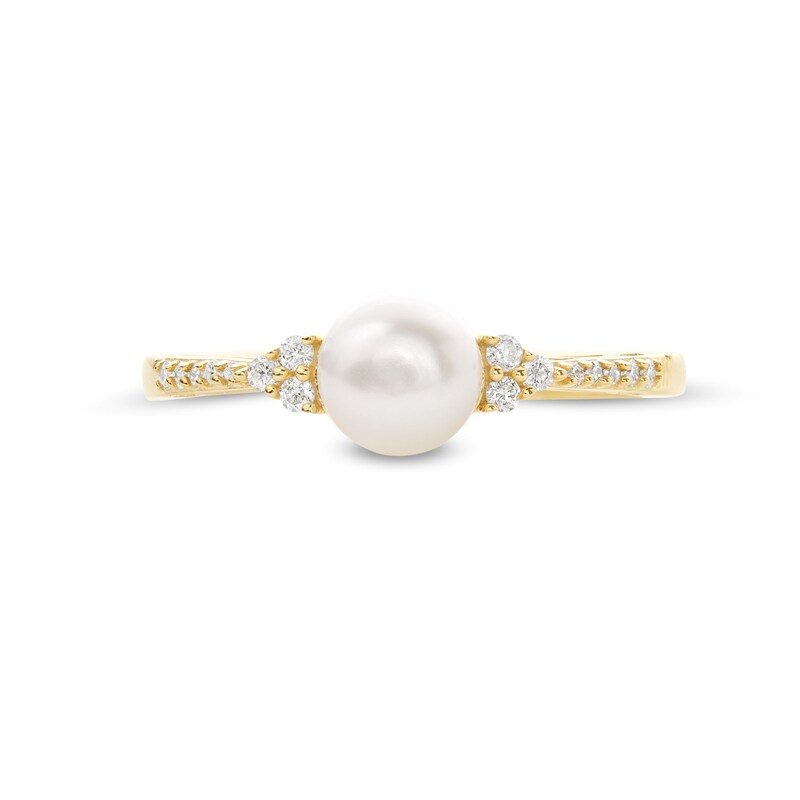 6.0mm Freshwater Cultured Pearl and 1/10 CT. T.W. Diamond Ring in 10K Gold