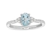 Thumbnail Image 0 of Oval Aquamarine and 1/10 CT. T.W. Diamond Ring in 10K White Gold