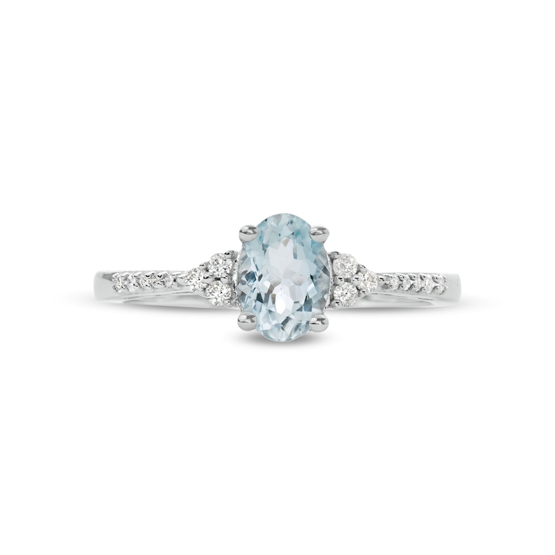 Main Image 4 of Oval Aquamarine and 1/10 CT. T.W. Diamond Ring in 10K White Gold