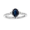 Thumbnail Image 0 of Oval Blue Sapphire and 1/10 CT. T.W. Diamond Ring in 10K White Gold