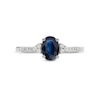 Thumbnail Image 4 of Oval Blue Sapphire and 1/10 CT. T.W. Diamond Ring in 10K White Gold