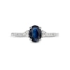 Thumbnail Image 3 of Oval Blue Sapphire and 1/10 CT. T.W. Diamond Ring in 10K White Gold