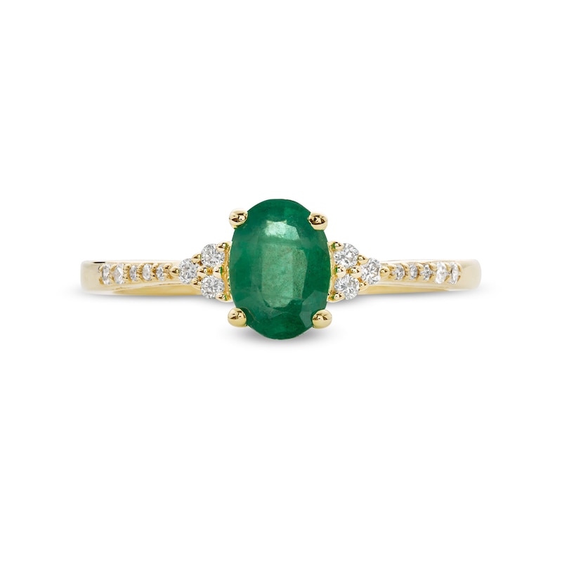 Main Image 4 of Oval Emerald and 1/10 CT. T.W. Diamond Ring in 10K Gold