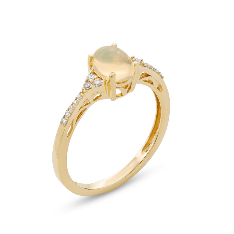 Main Image 3 of Oval Opal and 1/10 CT. T.W. Diamond Ring in 10K Gold