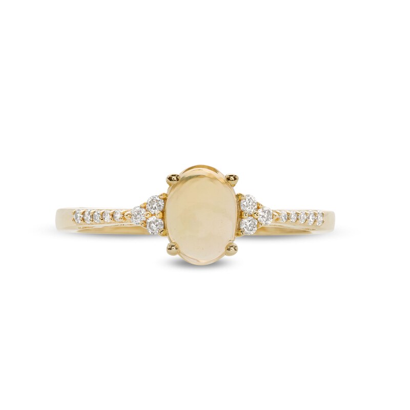 Main Image 4 of Oval Opal and 1/10 CT. T.W. Diamond Ring in 10K Gold