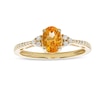 Thumbnail Image 1 of Oval Citrine and 1/10 CT. T.W. Diamond Ring in 10K Gold