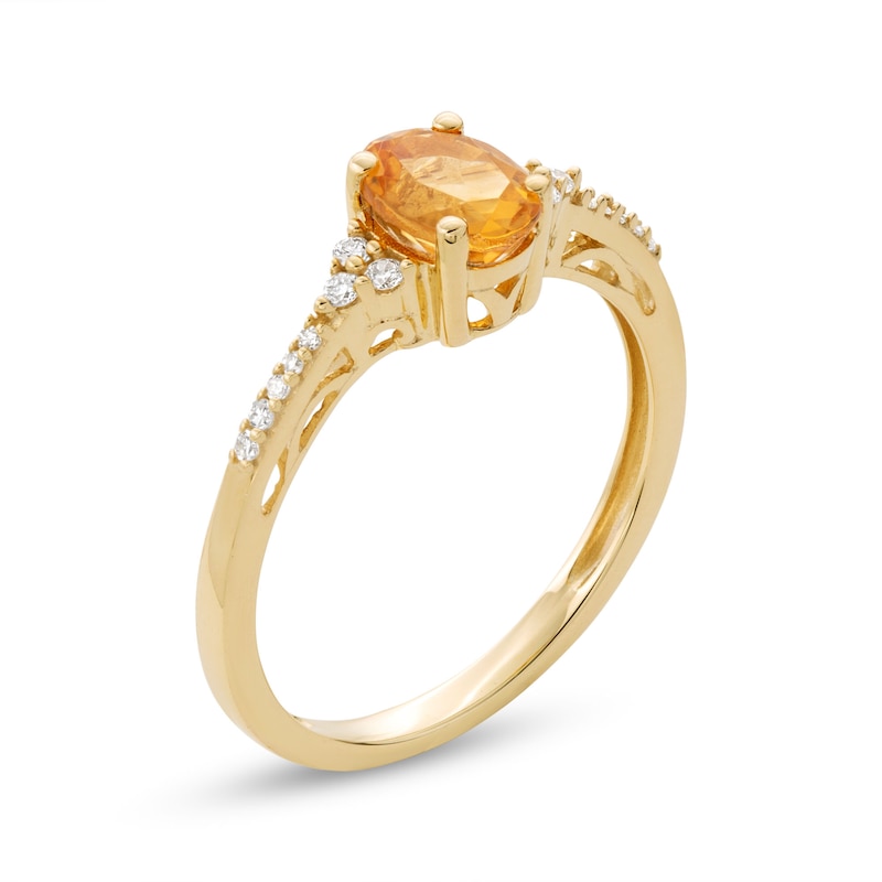 Main Image 3 of Oval Citrine and 1/10 CT. T.W. Diamond Ring in 10K Gold