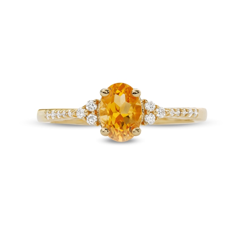 Main Image 4 of Oval Citrine and 1/10 CT. T.W. Diamond Ring in 10K Gold
