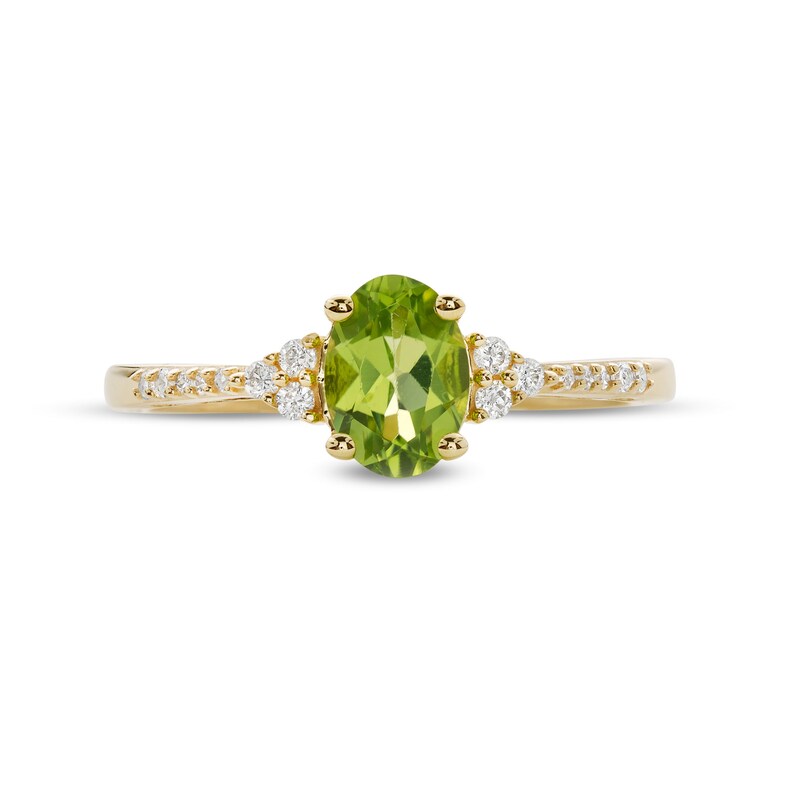 Main Image 4 of Oval Peridot and 1/10 CT. T.W. Diamond Ring in 10K Gold