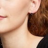 Thumbnail Image 2 of Oval Blue Sapphire and 1/10 CT. T.W. Diamond Stud Earrings in 10K White Gold