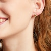 Thumbnail Image 2 of Oval Peridot and 1/10 CT. T.W. Diamond Stud Earrings in 10K Gold