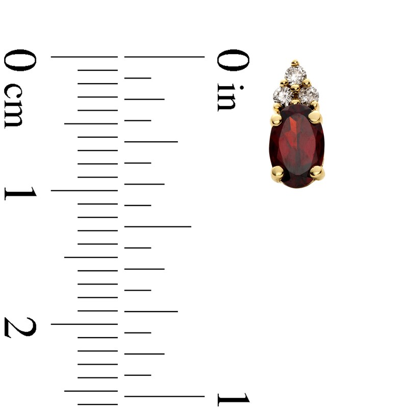 Main Image 3 of Oval Garnet and 1/10 CT. T.W. Diamond Stud Earrings in 10K Gold