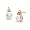 Thumbnail Image 1 of 5.0mm Freshwater Cultured Pearl and 1/10 CT. T.W. Diamond Stud Earrings in 10K Gold