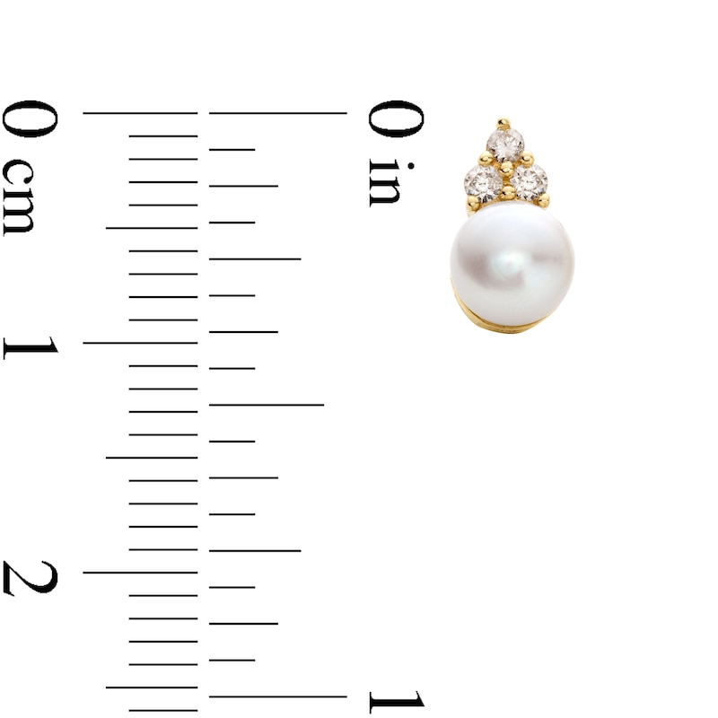 Main Image 3 of 5.0mm Freshwater Cultured Pearl and 1/10 CT. T.W. Diamond Stud Earrings in 10K Gold