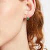 Thumbnail Image 2 of Oval Emerald and 1/10 CT. T.W. Diamond Stud Earrings in 10K Gold