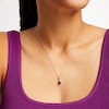 Thumbnail Image 2 of Oval Blue Sapphire and 1/15 CT. T.W. Diamond Pendant in 10K White Gold