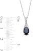 Thumbnail Image 2 of Oval Blue Sapphire and 1/15 CT. T.W. Diamond Pendant in 10K White Gold
