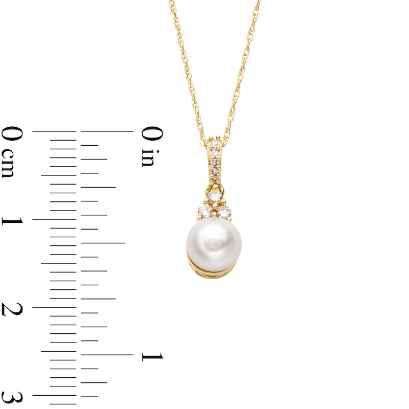 Main Image 3 of 6.0mm Freshwater Cultured Pearl and 1/15 CT. T.W. Diamond Pendant in 10K Gold
