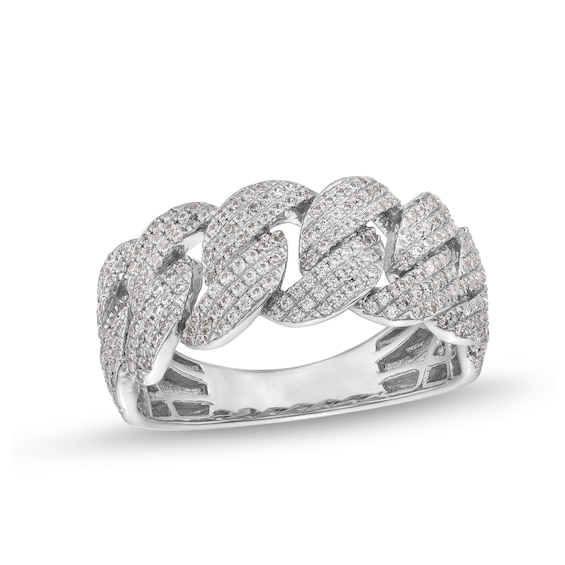 3/4 CT. T.w. Diamond Curb Chain Link Ring in 10K White Gold
