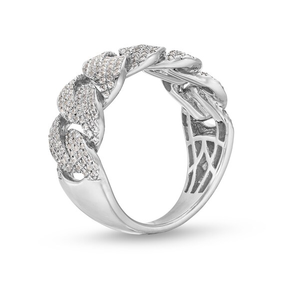 3/4 CT. T.w. Diamond Curb Chain Link Ring in 10K White Gold