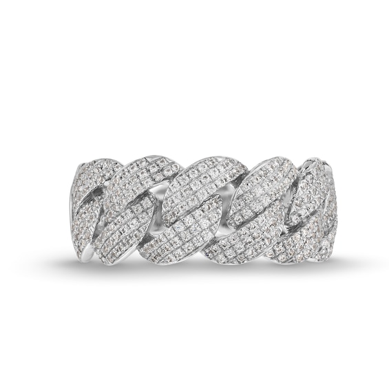 3/4 CT. T.w. Diamond Curb Chain Link Ring in 10K White Gold