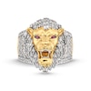 Thumbnail Image 3 of Men's 1-1/2 CT. T.W. Baguette and Round Diamond with Lab-Created Ruby Lion's Head Ring in 10K Gold