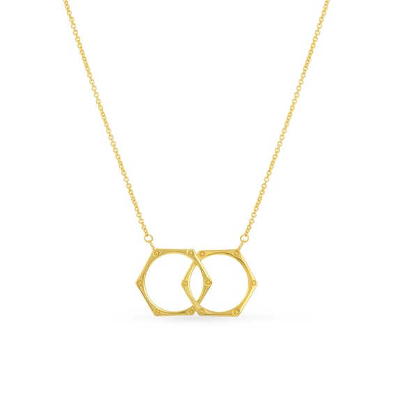 Interlocking Hexagon Shapes Necklace in 14K Gold