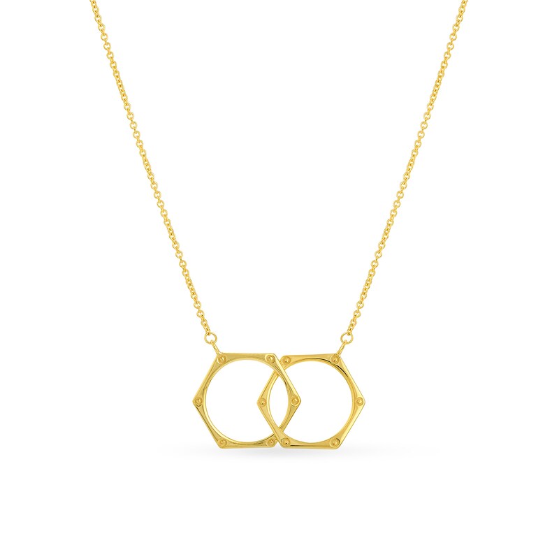 Main Image 1 of Interlocking Hexagon Shapes Necklace in 14K Gold