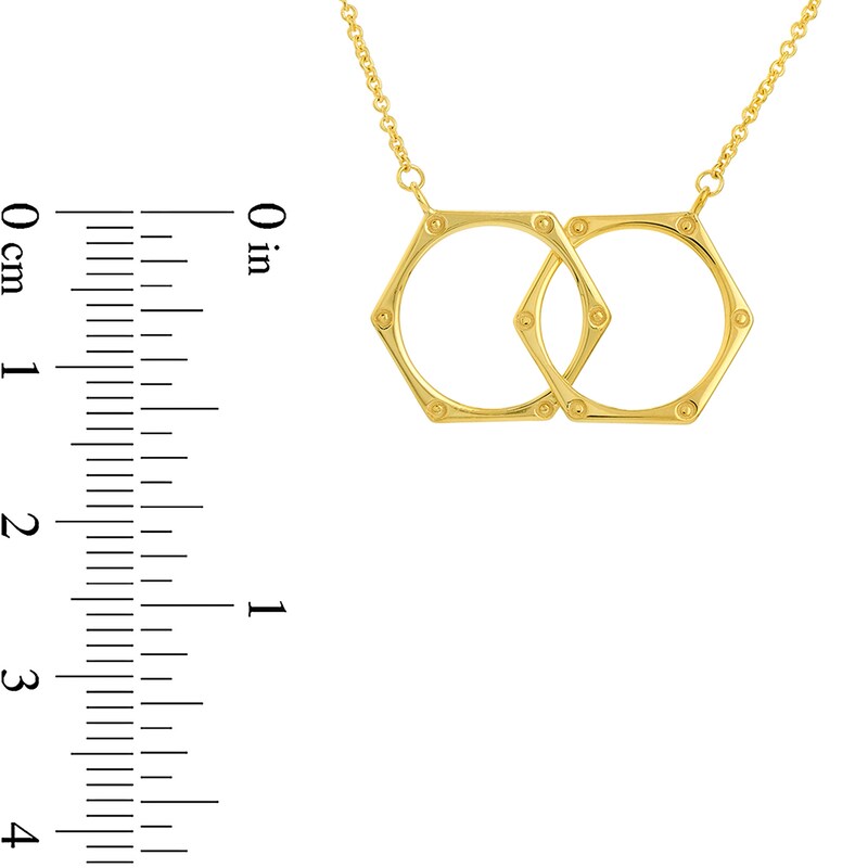 Main Image 4 of Interlocking Hexagon Shapes Necklace in 14K Gold