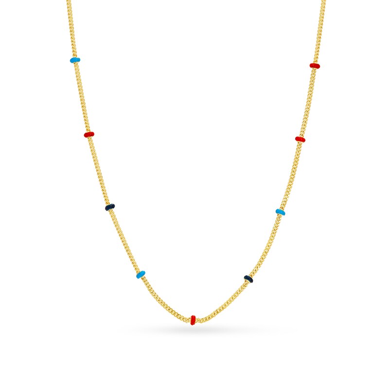 Main Image 1 of Multi-Color Enamel Bead Station Alternating Necklace in 14K Gold