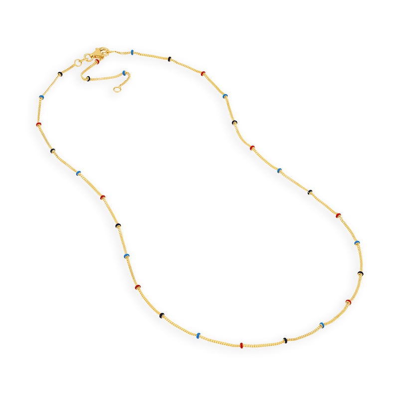 Main Image 2 of Multi-Color Enamel Bead Station Alternating Necklace in 14K Gold
