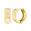 Thumbnail Image 1 of 12.0mm Diamond-Cut Herringbone Huggie Hoop Earrings in 14K Gold