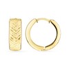 Thumbnail Image 2 of 12.0mm Diamond-Cut Herringbone Huggie Hoop Earrings in 14K Gold