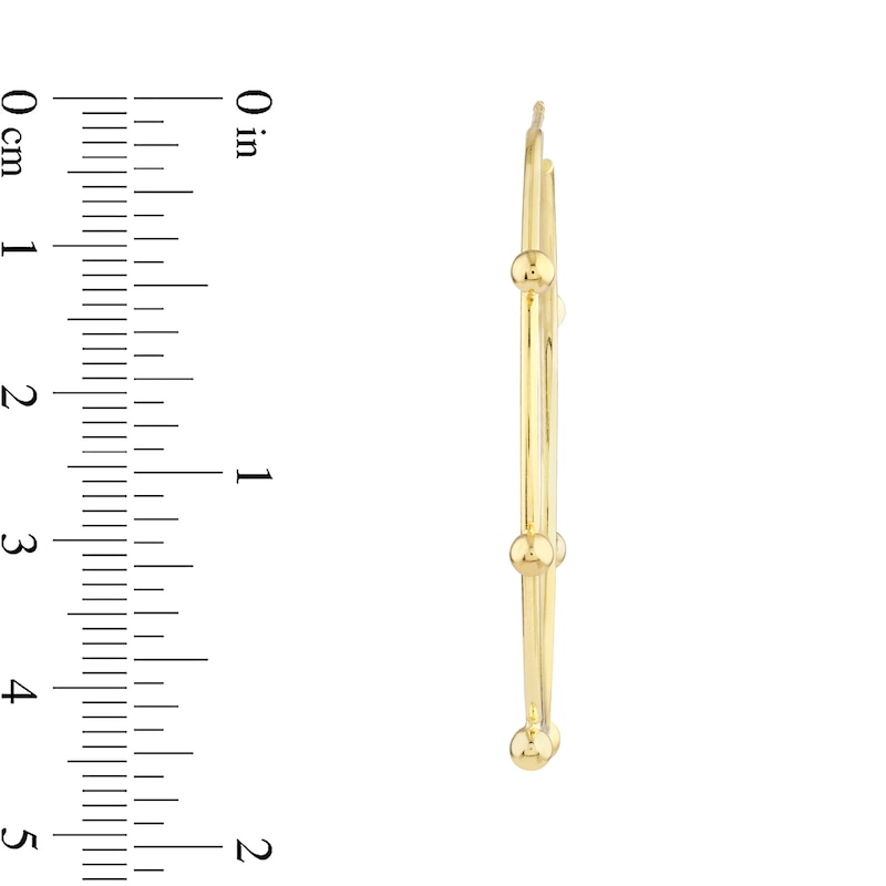 Main Image 3 of 41.0mm Bead Station Open Hoop Earrings in 14K Gold