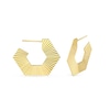 Thumbnail Image 1 of Sunburst-Textured Hexagon J-Hoop Earrings in 14K Gold