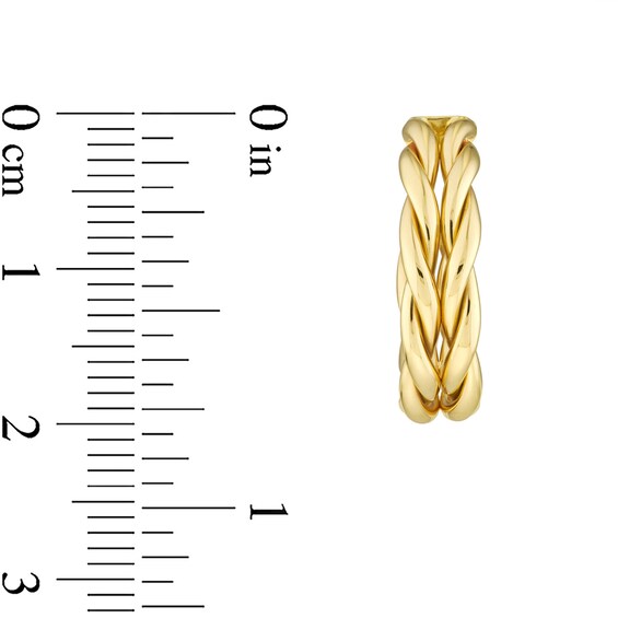 Double Braid J-Hoop Earrings in 14K Gold