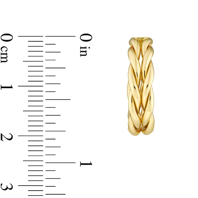 Main Image 3 of Double Braid J-Hoop Earrings in 14K Gold
