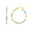 Thumbnail Image 2 of Turquoise Enamel Ribbon Twist Hoop Earrings in 14K Gold